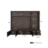 TV Schrank braun,  Fernsehschrank braun, Fernsehwand Eiche furniert, Maße 220 x 176 cm