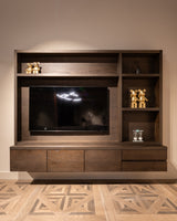 TV Schrank braun,  Fernsehschrank braun, Fernsehwand Eiche furniert, Maße 220 x 176 cm