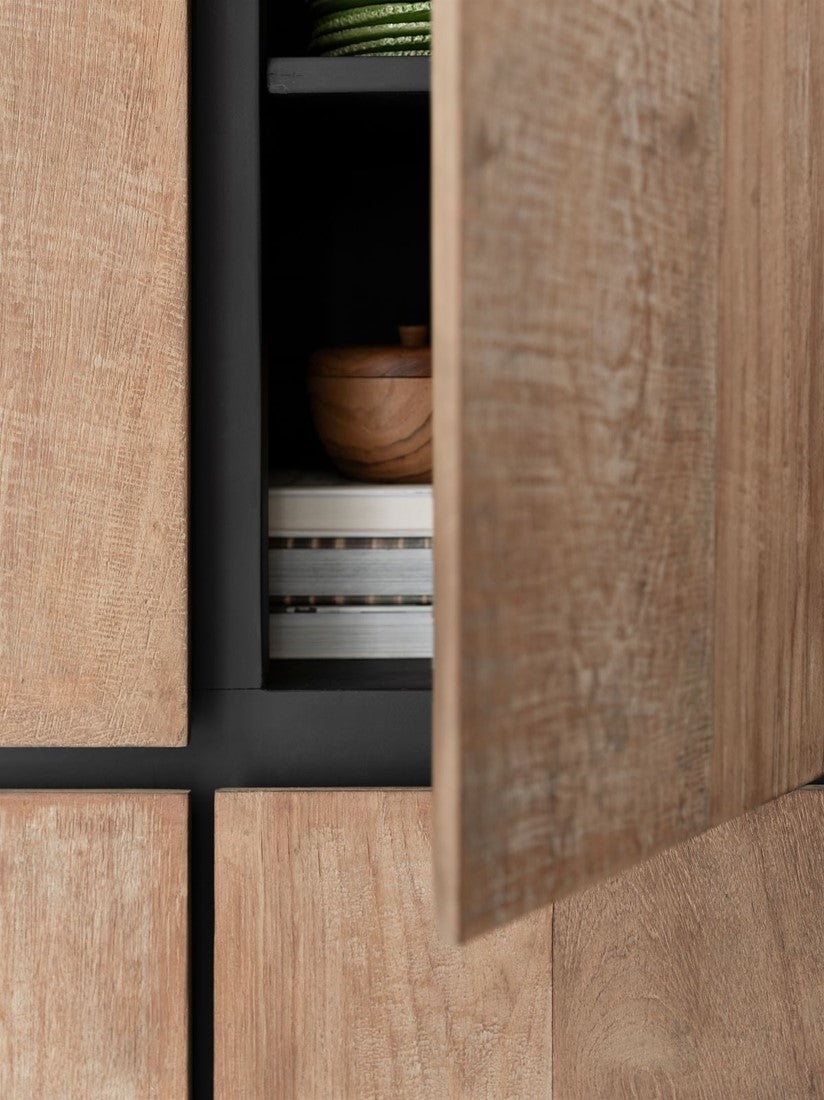 Kleiderschrank Teak Massivholz, Schrank Holz Teak, Wohnzimmerschrank Holz, Breite 70 cm