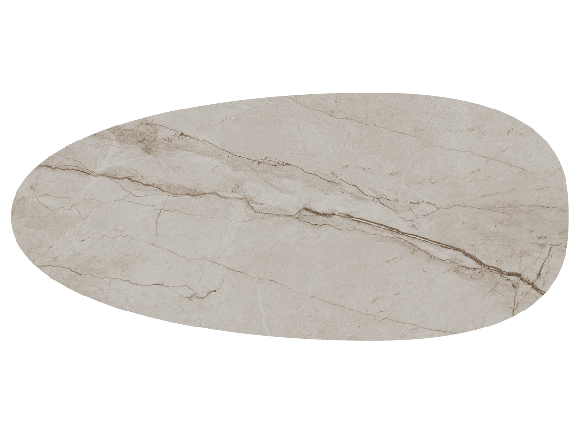 Keramik beige, ovaler Esstisch Keramik-Tischplatte, Tisch beige Keramik, Länge 270 cm