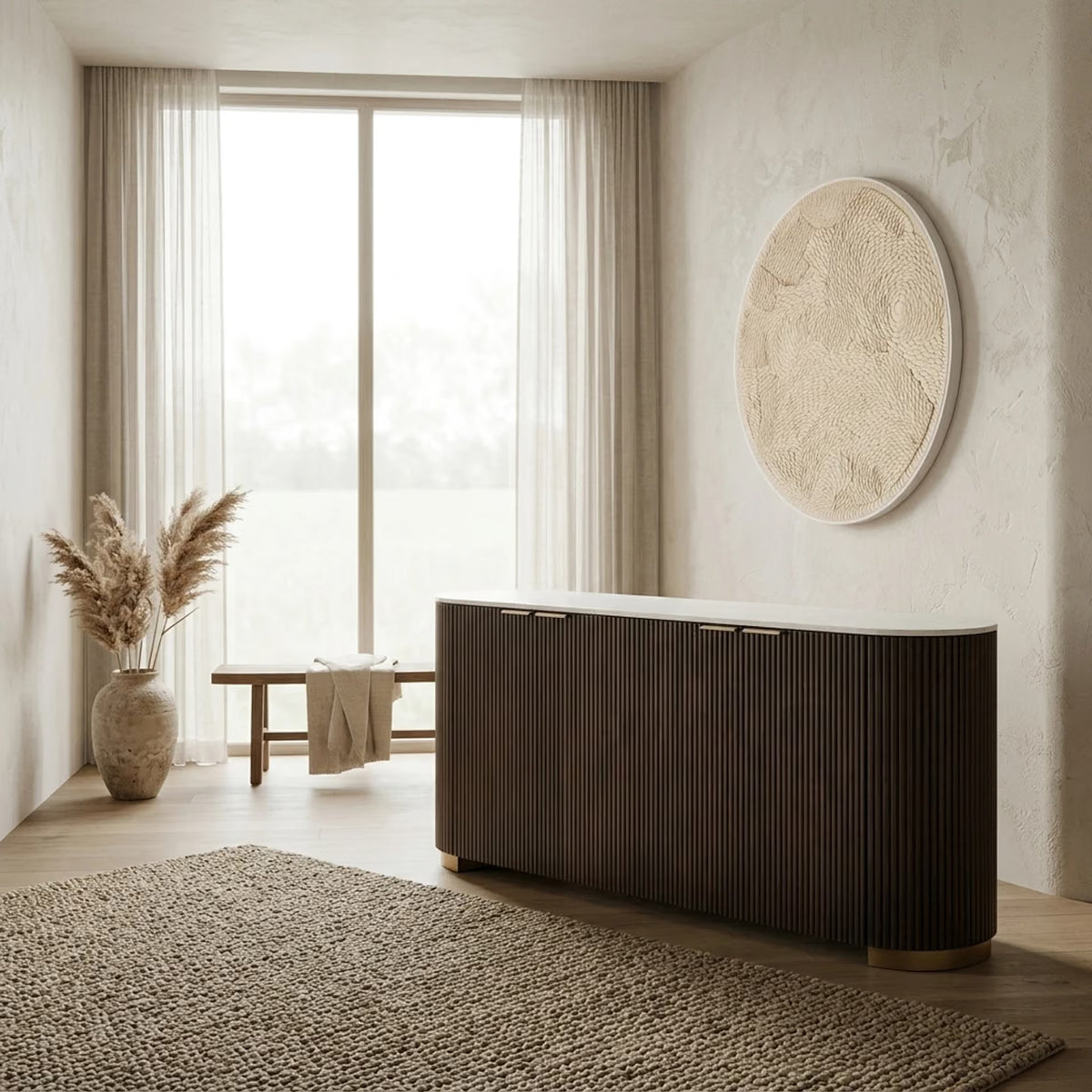 Sideboard gold black, sideboard black, sideboard black gold, width 225 cm