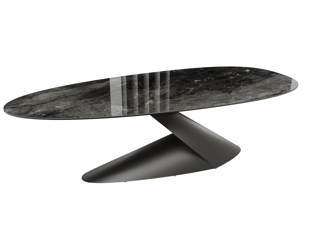 Keramik Esstisch grau, ovaler Esstisch Keramik-Tischplatte, Tisch grau Keramik, Länge 270 cm