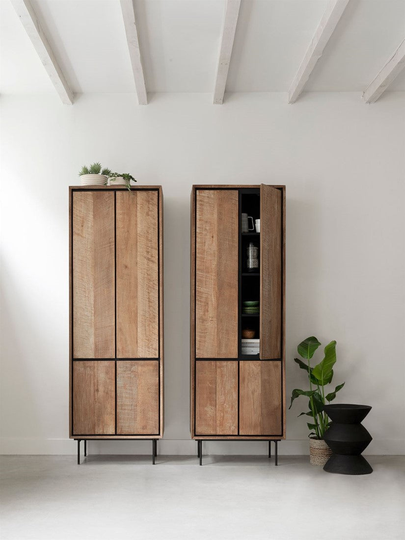 Kleiderschrank Teak Massivholz, Schrank Holz Teak, Wohnzimmerschrank Holz, Breite 70 cm