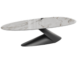 Keramik weiß, ovaler Esstisch Keramik-Tischplatte, Tisch Marmoroptik Keramik, Länge 270 cm