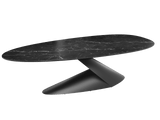 Keramik anthrazit, ovaler Esstisch Keramik-Tischplatte, Tisch anthrazit Marmoroptik Keramik, Länge 270 cm