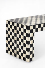 Couchtisch schwarz-weiß,  Couchtisch Schachbrettmuster, Länge 140 cm