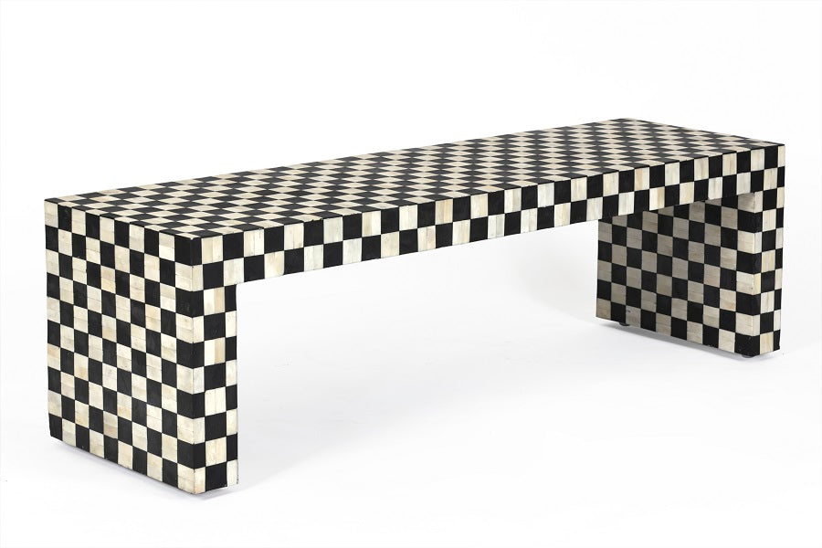 Couchtisch schwarz-weiß,  Couchtisch Schachbrettmuster, Länge 140 cm