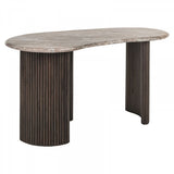 Schreibtisch halbrund Marmor, Schreibtisch braun Marmor-Tischplatte, Länge 150 cm
