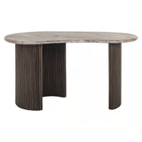 Schreibtisch halbrund Marmor, Schreibtisch braun Marmor-Tischplatte, Länge 150 cm
