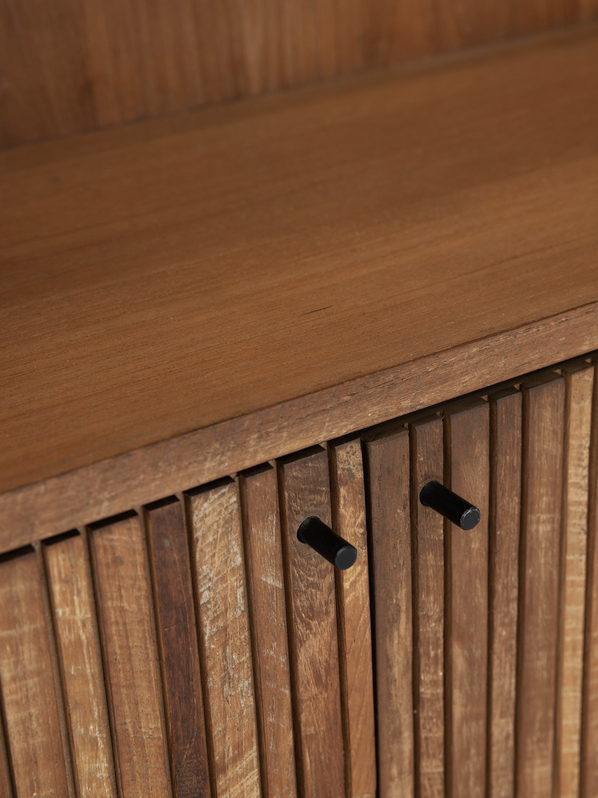 TV Regal braun-schwarz, Fernseheschrank Holz Teak, Breite 170 cm