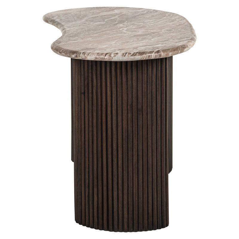Schreibtisch halbrund Marmor, Schreibtisch braun Marmor-Tischplatte, Länge 150 cm