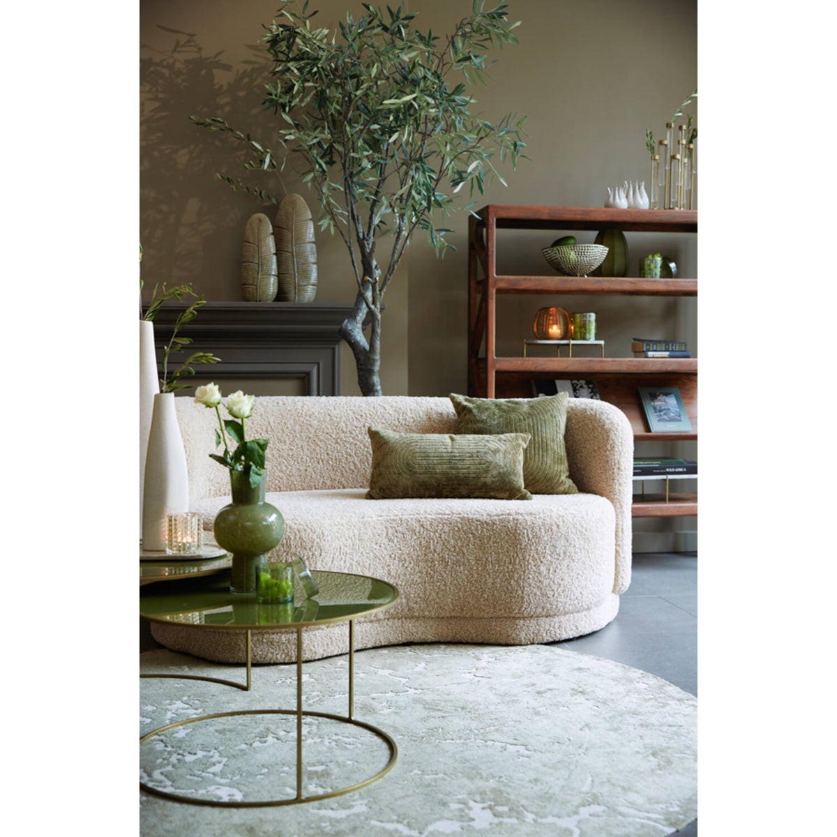 Sofa halbrund beige, 2 Sitzer halbrundes Sofa beige, Länge 175 cm