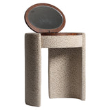 Schminktisch halbrund beige, Schminktisch rund mit Sessel, Breite 73 cm