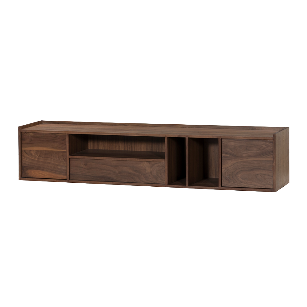 TV Schrank Nussbaum-braun Länge 180 cm, Hänge-Fernsehschrank braun mit Schublade, Länge 180 cm