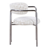 Stuhl beige-Silber,  gepolsterter Esszimmerstuhl Silber-Stuhlbeine Polster beige