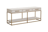 Konsole weiß-Gold Eiche furniert, Wandtisch Gold-weiß Eiche furniert, Länge 200 cm