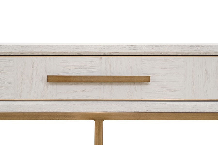 Konsole weiß-Gold Eiche furniert, Wandtisch Gold-weiß Eiche furniert, Länge 200 cm