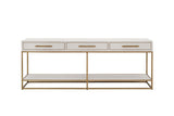 Konsole weiß-Gold Eiche furniert, Wandtisch Gold-weiß Eiche furniert, Länge 200 cm