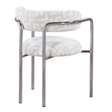 Stuhl beige-Silber,  gepolsterter Esszimmerstuhl Silber-Stuhlbeine Polster beige
