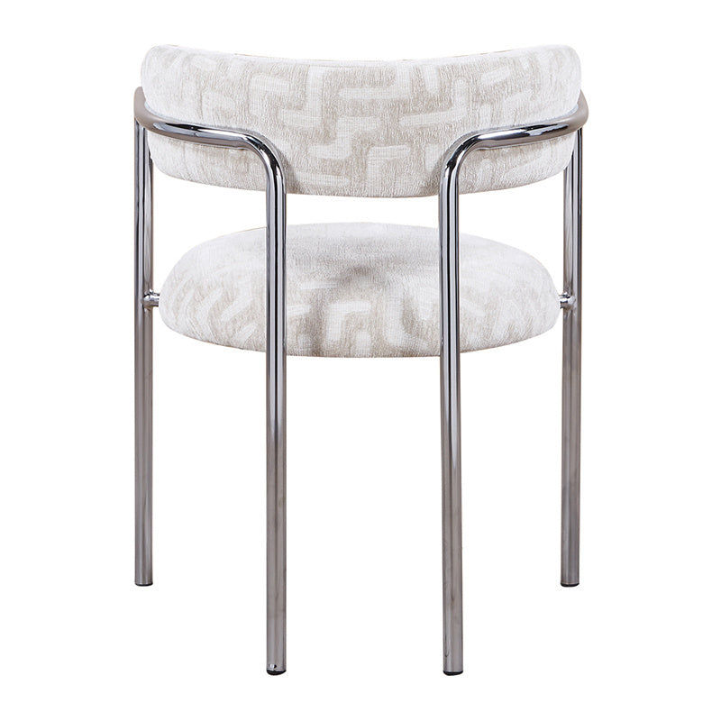 Stuhl beige-Silber,  gepolsterter Esszimmerstuhl Silber-Stuhlbeine Polster beige