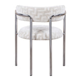 Stuhl beige-Silber,  gepolsterter Esszimmerstuhl Silber-Stuhlbeine Polster beige