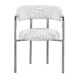 Stuhl beige-Silber,  gepolsterter Esszimmerstuhl Silber-Stuhlbeine Polster beige