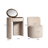 Schminktisch halbrund beige, Schminktisch rund mit Sessel, Breite 73 cm