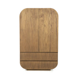 Highboard oval Holz furniert, Schrank mit 2 Schubladen Naturholz-braun, Wohnzimmerschrank oval Holz, Höhe 180 cm