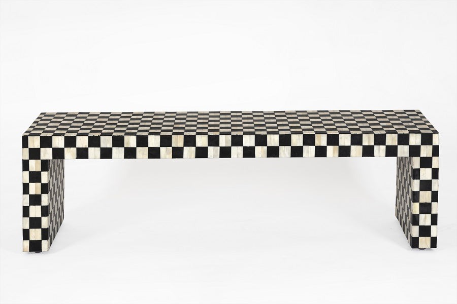 Couchtisch schwarz-weiß,  Couchtisch Schachbrettmuster, Länge 140 cm