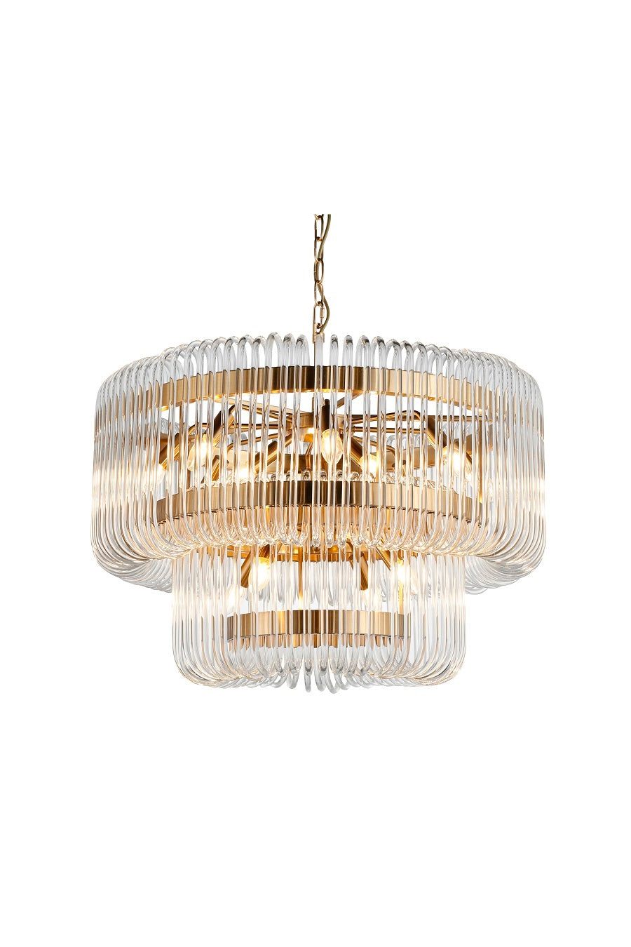 Deckenleuchte rund Gold, Hängeleuchte rund Gold-Glas, Hängelampe Gold, Durchmesser 80 cm