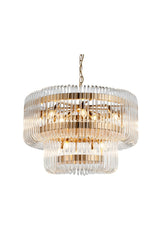 Deckenleuchte rund Gold, Hängeleuchte rund Gold-Glas, Hängelampe Gold, Durchmesser 80 cm
