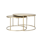 Couchtisch Gold rund , 2er Set Couchtisch Gold matt, Durchmesser 65-75 cm