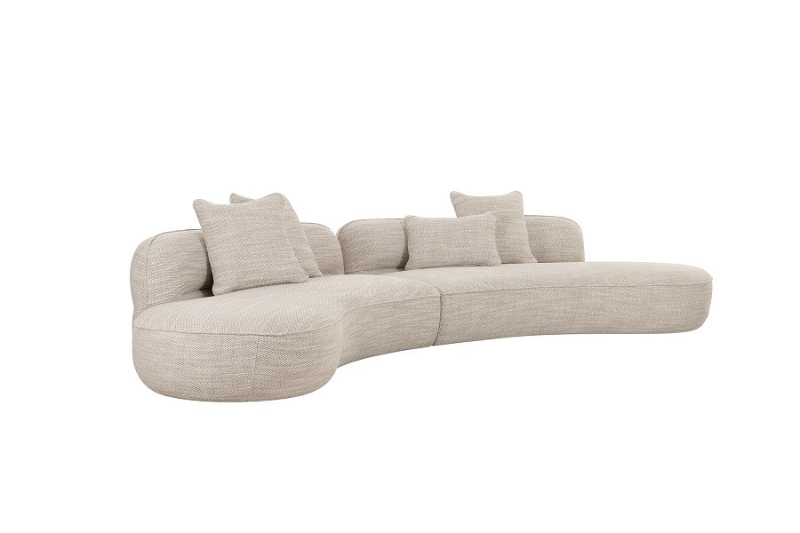 Sofa beige-creme halbrund, halbrundes Sofa beige, Länge 375 cm