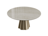 Esstisch beige rund Keramik, Tisch rund Keramik ausziehbar, Esstisch Gold Marmoroptik Durchmesser 150 cm