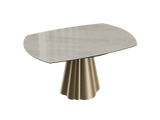 Esstisch beige rund Keramik, Tisch rund Keramik ausziehbar, Esstisch Gold Marmoroptik Durchmesser 150 cm