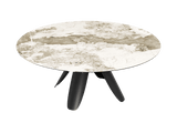Esstisch weiß-beige rund Keramik, Tisch rund Keramik ausziehbar, Esstisch rund Marmoroptik Durchmesser 190 cm