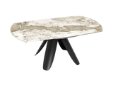Esstisch weiß-beige rund Keramik, Tisch rund Keramik ausziehbar, Esstisch rund Marmoroptik Durchmesser 190 cm