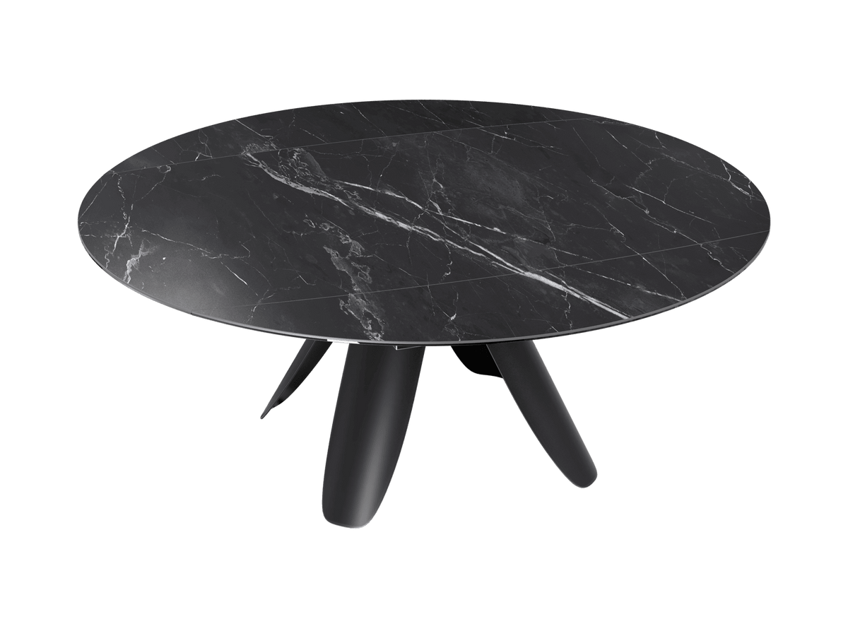 Esstisch anthrazit rund Keramik, Tisch rund Keramik ausziehbar, Esstisch rund Marmoroptik Durchmesser 190 cm