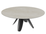 Esstisch beige rund Keramik, Tisch rund Keramik ausziehbar, Esstisch rund beige, Durchmesser 190 cm