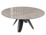 Esstisch taupe rund Keramik, Tisch rund Keramik ausziehbar, Esstisch rund Marmoroptik, Durchmesser 190 cm