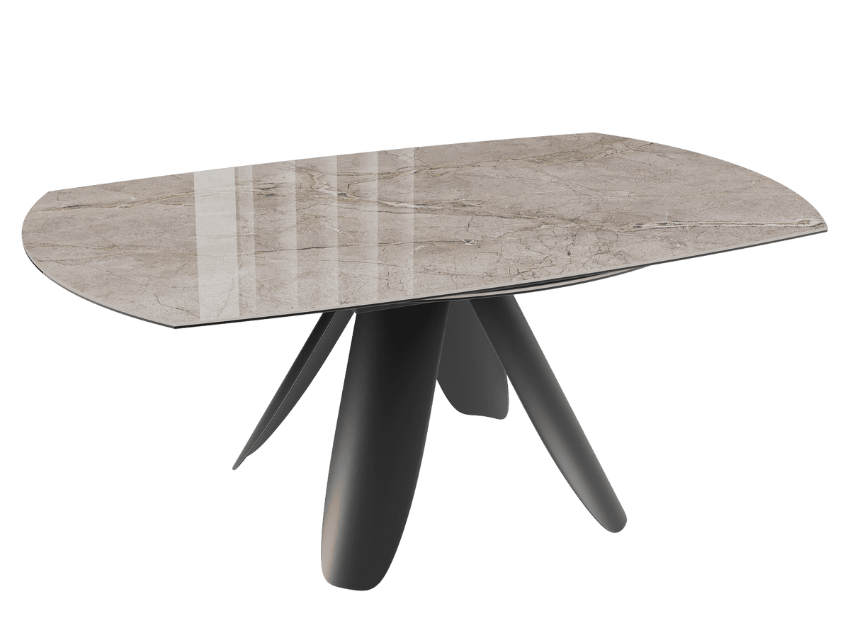 Esstisch taupe rund Keramik, Tisch rund Keramik ausziehbar, Esstisch rund Marmoroptik, Durchmesser 190 cm
