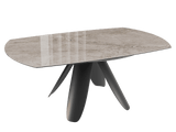 Esstisch taupe rund Keramik, Tisch rund Keramik ausziehbar, Esstisch rund Marmoroptik, Durchmesser 190 cm