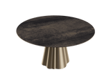 Esstisch braun rund Keramik, Tisch rund Keramik ausziehbar, Esstisch Gold Marmoroptik Durchmesser 150 cm