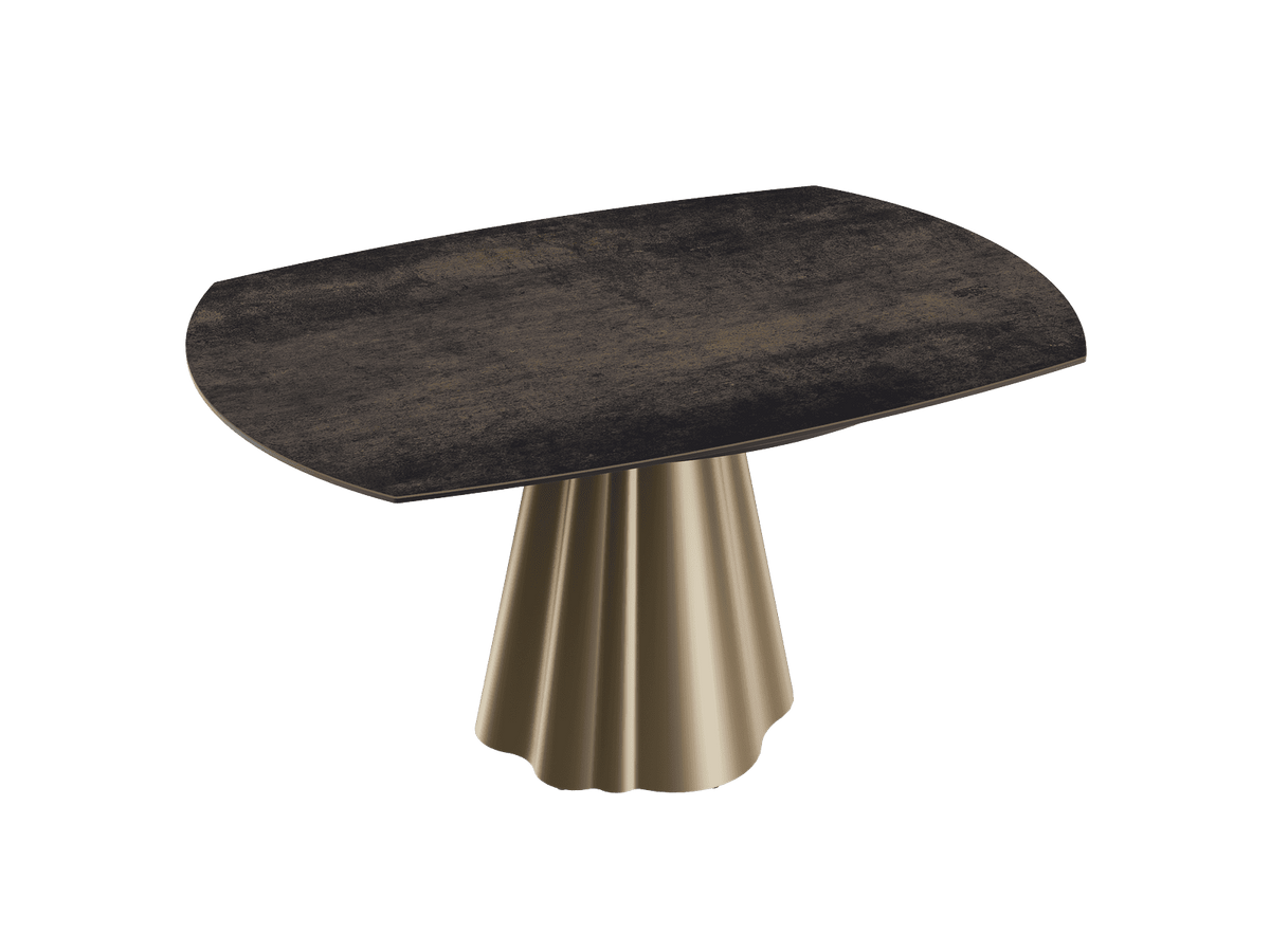 Esstisch braun rund Keramik, Tisch rund Keramik ausziehbar, Esstisch Gold Marmoroptik Durchmesser 150 cm