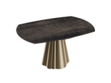 Esstisch braun rund Keramik, Tisch rund Keramik ausziehbar, Esstisch Gold Marmoroptik Durchmesser 150 cm