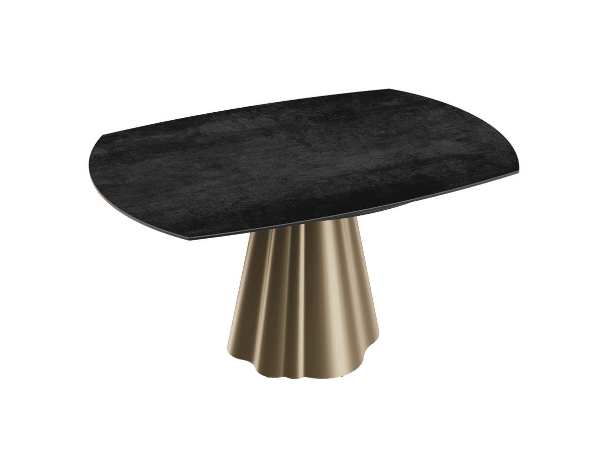 Esstisch anthrazit rund Keramik, Tisch rund Keramik ausziehbar, Esstisch Gold Marmoroptik Durchmesser 150 cm