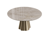 Esstisch beige-taupe rund Keramik, Tisch rund Keramik ausziehbar, Esstisch Gold Marmoroptik Durchmesser 150 cm