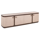 Fernsehschrank braun Textil-Bespannung, Eiche furniert, TV Schrank braun oval, Breite 190 cm
