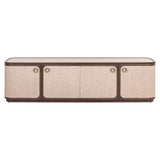 Fernsehschrank braun Textil-Bespannung, Eiche furniert, TV Schrank braun oval, Breite 190 cm