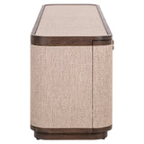 Fernsehschrank braun Textil-Bespannung, Eiche furniert, TV Schrank braun oval, Breite 190 cm